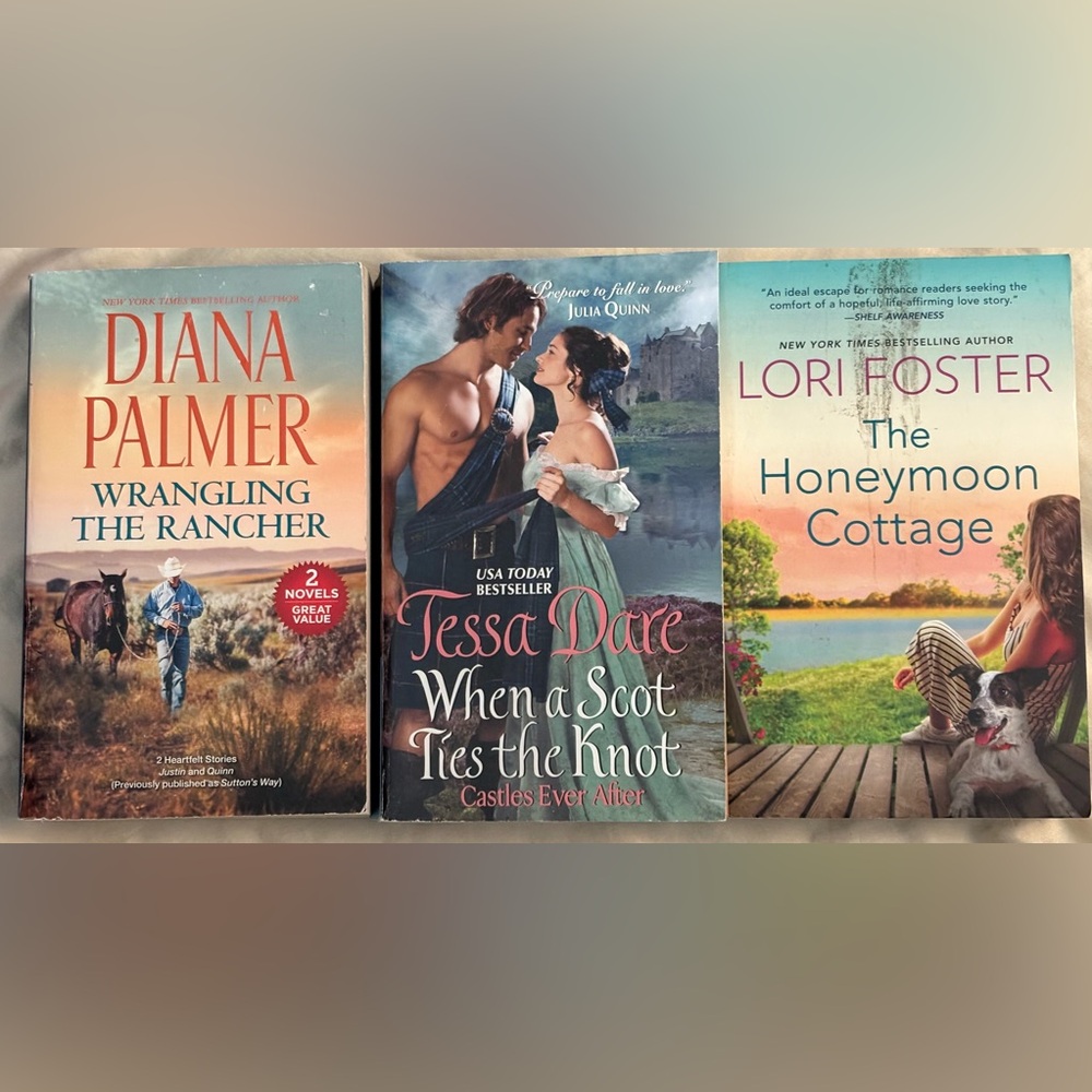 3 Romance Novels - Diana Palmer, Tessa Dare, Lori Foster. EUC.